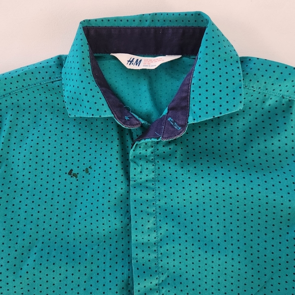 H&M Green polka-dot Longsleeve Button-down Shirt - Picture 3 of 12